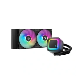 DeepCool LE240 V2 vízhűtés (240 mm, 2x120 mm ventilátor, 500-2100 rpm, max 31,6 dBA, LED, fekete)