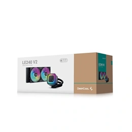 DeepCool LE240 V2 vízhűtés (240 mm, 2x120 mm ventilátor, 500-2100 rpm, max 31,6 dBA, LED, fekete)