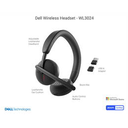Dell WL3024 bluetooth fejhallgató sztereo (v5.3, mikrofon, fekete)