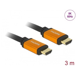 Delock HDMI 2.1 összekötő kábel (HDMI-A 19 pin / HDMI-A 19 pin, 3 m, 48 Gbps, 8K@60Hz, fekete)