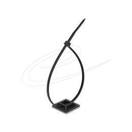 Delock kábelkötegelő talp (kábelkötegelővel, öntapadós talp, talp 28 x 28 mm, kábelkötegelő 300 mm x 3,4 mm,, (fehér)