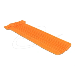 Delock tépőzáras kábelkötegelő (200 x 12 mm, 10 db, narancssárga, rögzítő pánt, hurkolható, politasak)