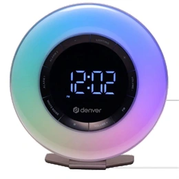 Denver CRL-342 rádiós ébresztőóra (napfelkelte-szimuláció, természetes hangok, FM, kettős ébresztés, USB-C, fehér)