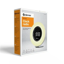 Denver CRL-342 rádiós ébresztőóra (napfelkelte-szimuláció, természetes hangok, FM, kettős ébresztés, USB-C, fehér)
