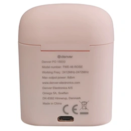 Denver TWE-46 Rose bluetooth fülhallgató sztereó (v5.0, TWS, beépített mikrofon, IPX4 vízálló, töltőtok 400mAh, készenlé