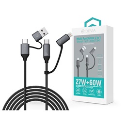 Devia Extreme adat- és töltőkábel (USB-A - C dugó / Lightning, 1,5 m, PD 60W, fekete)