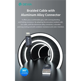Devia Gracious v2 adat- és töltőkábel (USB / Lightning dugó, 12W, 1 m, fekete)
