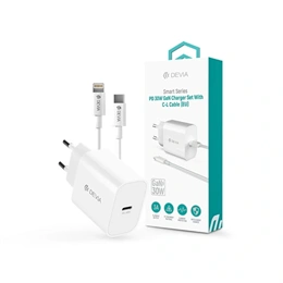Devia Smart Series 30W GaN hálózati adapter (Type-C csatlakozó, Type-C és Lightning kábel 1 m, PD, QC, PPS támogatás, fe