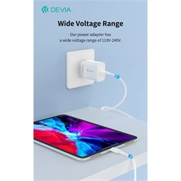 Devia Smart Series 30W GaN hálózati adapter (Type-C csatlakozó, Type-C és Lightning kábel 1 m, PD, QC, PPS támogatás, fe