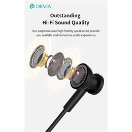 Devia Smart Series M1 Metal in-ear fülhallgató USB-C (mikrofon, 10 mm hangszóró, 120 cm kábel, fekete)