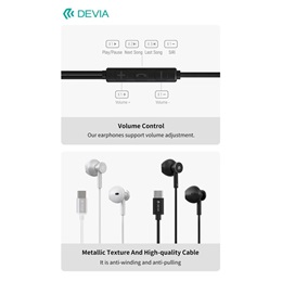 Devia Smart Series M2 Metal in-ear fülhallgató (USB-C, mikrofon, fekete)