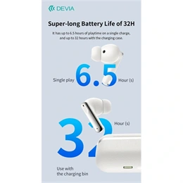 Devia TWS Ultra1 bluetooth fejhallgató sztereó (v5.4, ANC, mikrofon, vezeték nélküli töltés, 32 óra lejátszás, Type-C, f