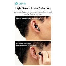 Devia TWS Ultra1 bluetooth fejhallgató sztereó (v5.4, ANC, mikrofon, vezeték nélküli töltés, 32 óra lejátszás, Type-C, f