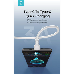 Devia USB adat- és töltőkábel (C dugó / C dugó, 1 m, 60W, fehér)