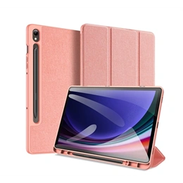 Dux Ducis Domo bőrhatású tablet tok (aktív flip, oldalra nyíló, trifold, asztali tartó, ceruzatartó, prémium, rózsaszín)