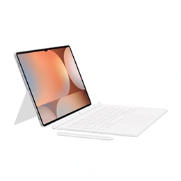 Gigapack Samsung tok (álló, bőr hatású, flip, bluetooth billentyűzet, QWERTY, angol nyelvű, prémium, fehér)