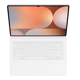 Gigapack Samsung tok (álló, bőr hatású, flip, bluetooth billentyűzet, QWERTY, angol nyelvű, prémium, fehér)