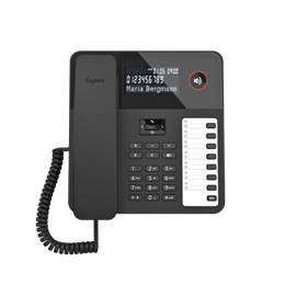 Gigaset Desk 600 telefon (vezetékes, analóg, 3 soros LCD kijelző, kihangosító, RJ9, falra szerelhető, fekete)