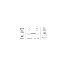 HAMA FIC ECO USB A-B kábel (A dugó / B dugó, 1,5 m, aranyozott)