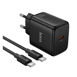 Hoco N83 hálózati töltő (60w, gan, pd gyorstöltő 3.0, type-c kábel, fekete)