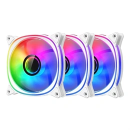 LC Power LC-CF-120-ARGB-KIT-R-W ARGB hűtő ventilátor (120 mm, PWM, 600-1600 rpm, FDB, fehér)