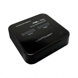 LC Power LC-DOCK-M2-NVME-V2 dokkoló (2x M.2 NVMe, M-Key/B+M, USB-C 3.2 Gen2 10Gbps, offline klónozás, külső 5V/3A)