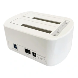 LC Power LC-DOCK-U3-VI HDD dokkoló (2× 2,5"/3,5" SATA HDD/SSD, USB 3.2 Gen 1, PC: USB-A kábel, fehér)