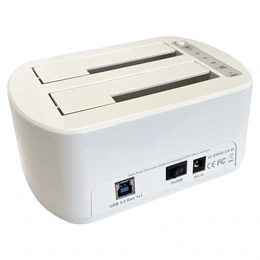 LC Power LC-DOCK-U3-VI HDD dokkoló (2× 2,5"/3,5" SATA HDD/SSD, USB 3.2 Gen 1, PC: USB-A kábel, fehér)