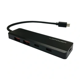 LC Power LC-HUB-U3-4-C USB hub (2x USB-A, 2x USB-C, 1x USB-C tápellátás, USB 3.2 Gen2x1 10 Gb/s)