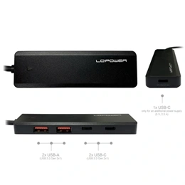 LC Power LC-HUB-U3-4-C USB hub (2x USB-A, 2x USB-C, 1x USB-C tápellátás, USB 3.2 Gen2x1 10 Gb/s)