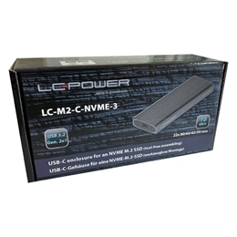 LC Power LC-M2-C-NVME-3 külső ház (M.2, NVMe, USB 3.2 Gen 2, USB-C, antracitszürke)