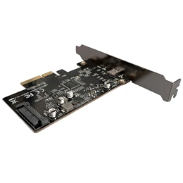 LC Power LC-PCI-C-USB32-2X2 PCIe adapter kártya (USB 3.2 Gen 2x2, USB-C, PCIe x4, külső NVMe M.2, LED, 20 Gb/s, fekete)