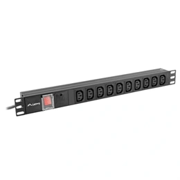 Lanberg 19" 1U PDU (10 aljzat IEC C13, 10 A, 2 m kábel, C14 dugó, fekete)