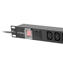 Lanberg 19" 1U PDU (10 aljzat IEC C13, 10 A, 2 m kábel, C14 dugó, fekete)