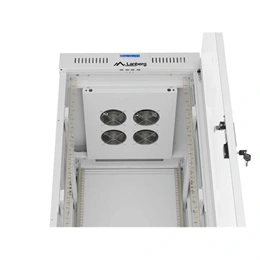 Lanberg 19" 32U szabadon álló rackszekrény (600x800 mm, üvegajtó, lapraszerelt, LCD kijelző, szürke)