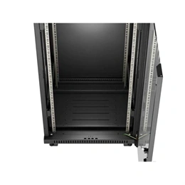 Lanberg 19" szabadon álló rackszekrény 24U (600x600, üvegajtó, lapraszerelt, LCD kijelző, fekete)