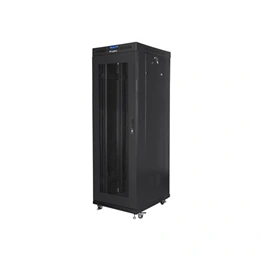 Lanberg 19" szabadon álló rackszekrény (37U, 600x800 mm, perforált ajtó, lapraszerelt, LCD kijelző, fekete)