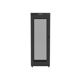 Lanberg 19" szabadon álló rackszekrény (42U, 800x800 mm, perforált ajtó, lapraszerelt, LCD kijelző, fekete)