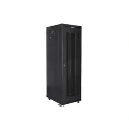 Lanberg 19" szabadon álló rackszekrény (42U, 800x800 mm, perforált ajtó, lapraszerelt, LCD kijelző, fekete)