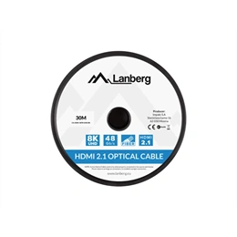 Lanberg HDMI v2.1 AOC kábel (M/M, 30 m, 8K@60Hz DSC, aktív optikai, fekete)