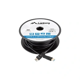 Lanberg HDMI v2.1 M/M AOC összekötő kábel (40 m, aktív optikai, Ultra High Speed, DSC, fekete)