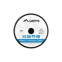 Lanberg HDMI v2.1 M/M AOC összekötő kábel (40 m, aktív optikai, Ultra High Speed, DSC, fekete)