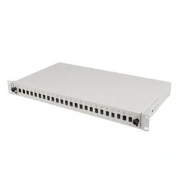 Lanberg Optikai Patch Panel (19", 1U, 24 port, 24xSC simplex/24xLC duplex, kihúzható, szürke)