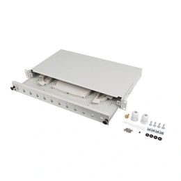 Lanberg Optikai patch panel (19", 1U, 12 port, 12xSC simplex / 12xLC duplex, szürke)