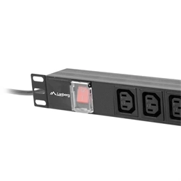 Lanberg PDU (19", 1U, 8 aljzat, IEC C13, C20 dugó, 2 m, 16 A, fekete)