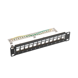 Lanberg Patch Panel (10", 1U, 12 port, FTP, árnyékolt, tehermentesítő, fekete)