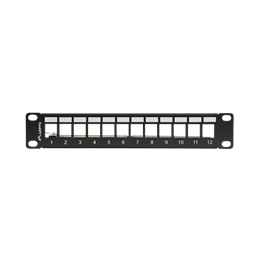 Lanberg Patch Panel (10", 1U, 12 port, FTP, árnyékolt, tehermentesítő, fekete)