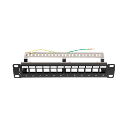 Lanberg Patch Panel (10", 1U, 12 port, FTP, árnyékolt, tehermentesítő, fekete)