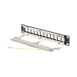 Lanberg Patch Panel (10", 1U, 12 port, FTP, árnyékolt, tehermentesítő, fekete)