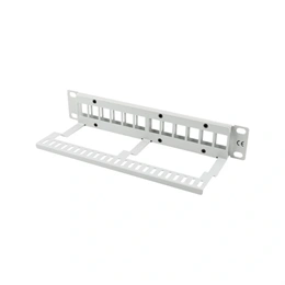 Lanberg Patch Panel (10", 1U, 12 port, üres, tehermentesítővel, szürke)